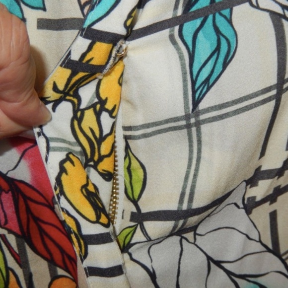 Dyvna Windowpane Silk Blend Floral Shirt Dress Nwt XS - Picture 7 of 9